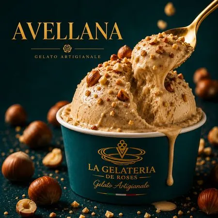 Helado artesanal de avellana del Piamonte en La Gelateria de Roses