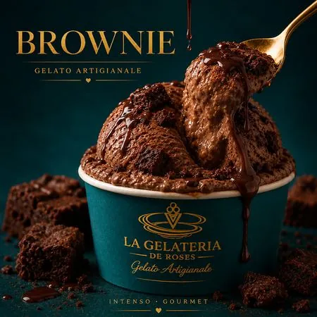 Helado artesanal de brownie en La Gelateria de Roses