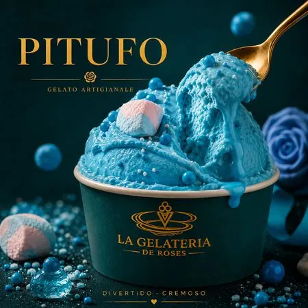 Helado artesanal Pitufo en La Gelateria de Roses