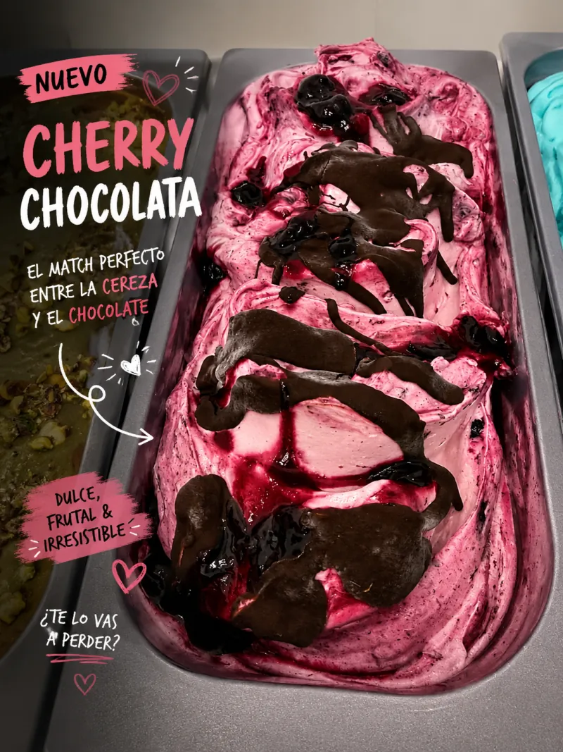 Gelato de cereza y chocolate - La Gelateria de Roses